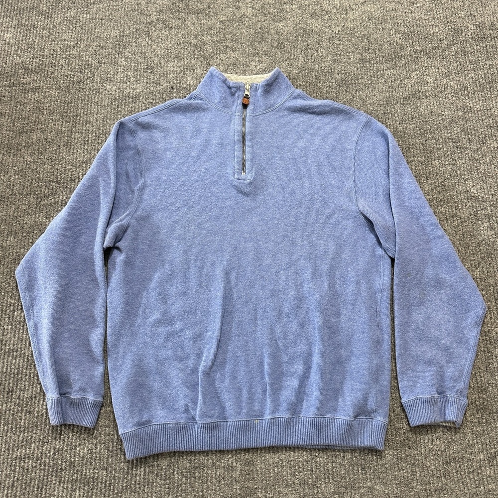 Cremieux Mens 1/4 Zip Pullover Sweater Blue Turtleneck Chest‎ 42" Casual Knit